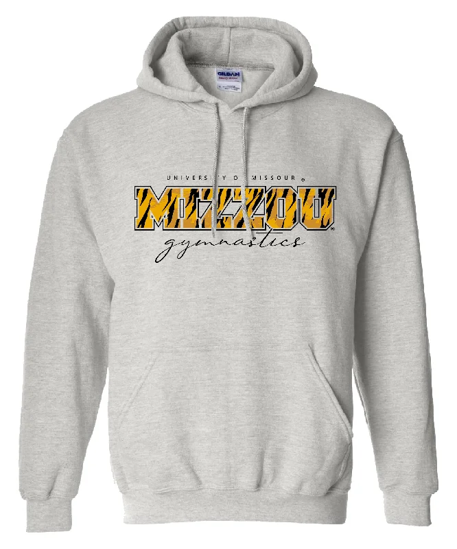 Missouri Tigers Gymnastics Tiger Stripe Grey Hoodie Hoodie with Stripes Bold Sporty
