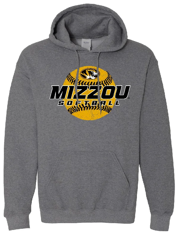 Mizzou Tigers 2024 Softball Oval Tiger Grey Hoodie Hoodie with Belted Waist Structured Tailored Mizzou Tigers 2024 Softball Oval Tiger Grey Hoodie Hoodie with Belted Waist Structured Tailored