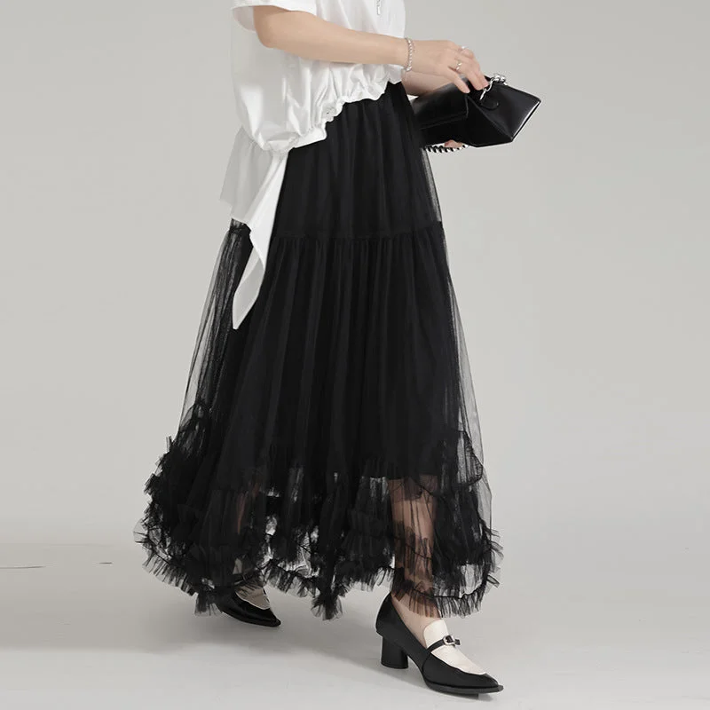 Multi-layered Mesh High Waist Skirt cashmere skirt fine