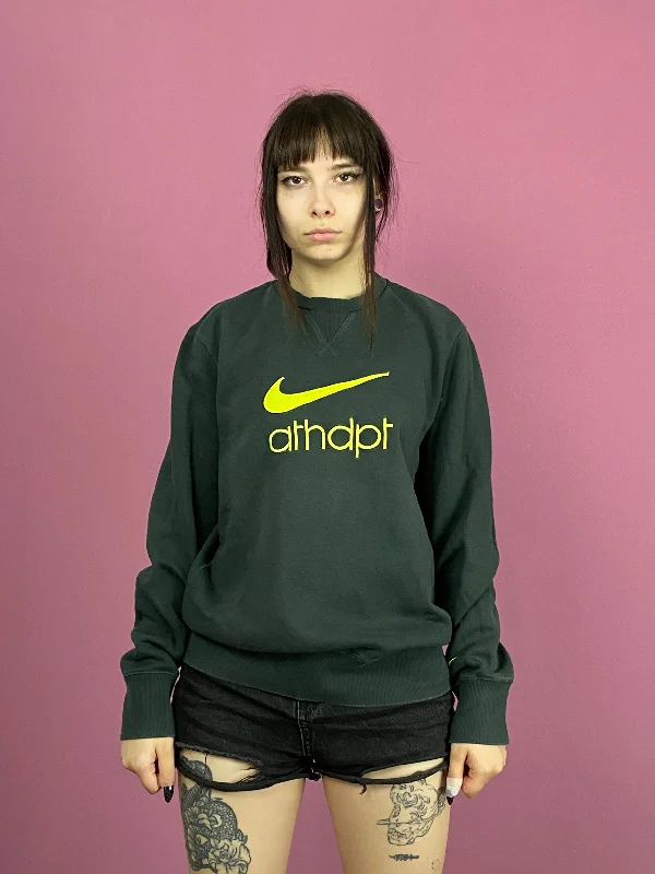 Nike Vintage Women's Sweatshirt - L Green Cotton Blend Hoodie with Crew Neck Simple Timeless Nike Vintage Women's Sweatshirt - L Green Cotton Blend Hoodie with Crew Neck Simple Timeless