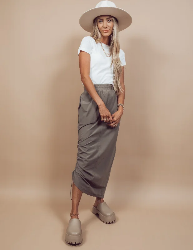 Oaklyn Cargo Maxi Skirt velvet skirt plush