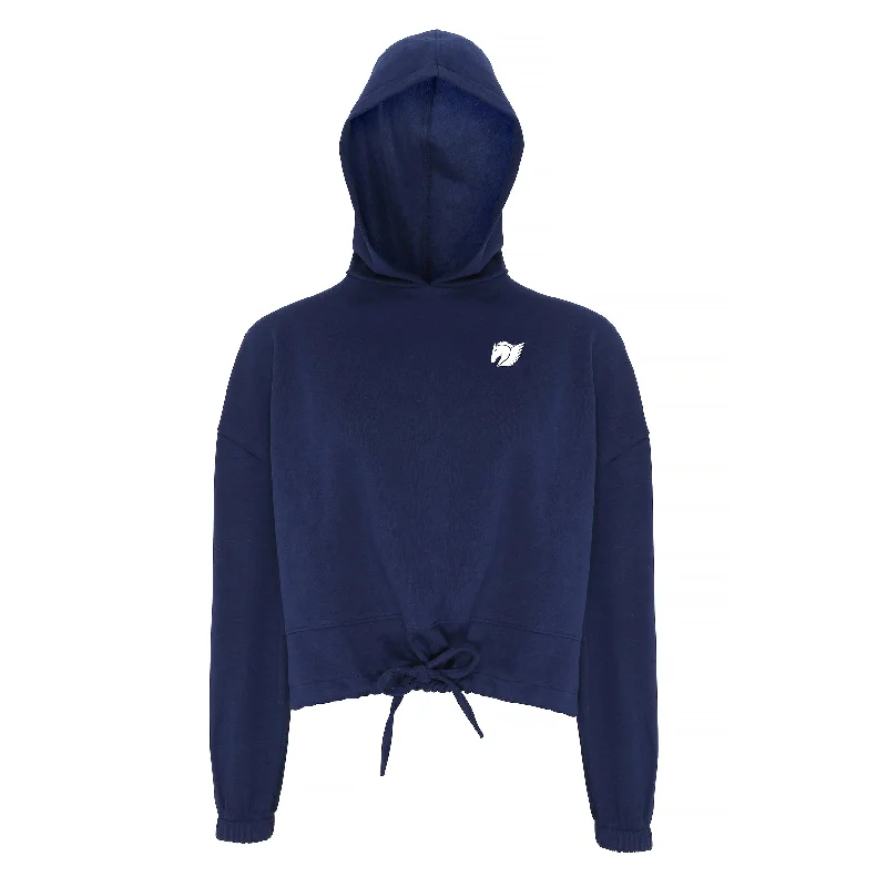 Oversized Cropped Hoodie - Navy Hoodie with Camouflage Military Edgy