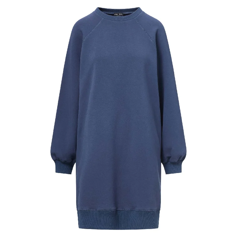Oversized Sweatshirt Dress (Petite) Night Blue Hoodie with Monochrome Minimalist Simple Oversized Sweatshirt Dress (Petite) Night Blue Hoodie with Monochrome Minimalist Simple