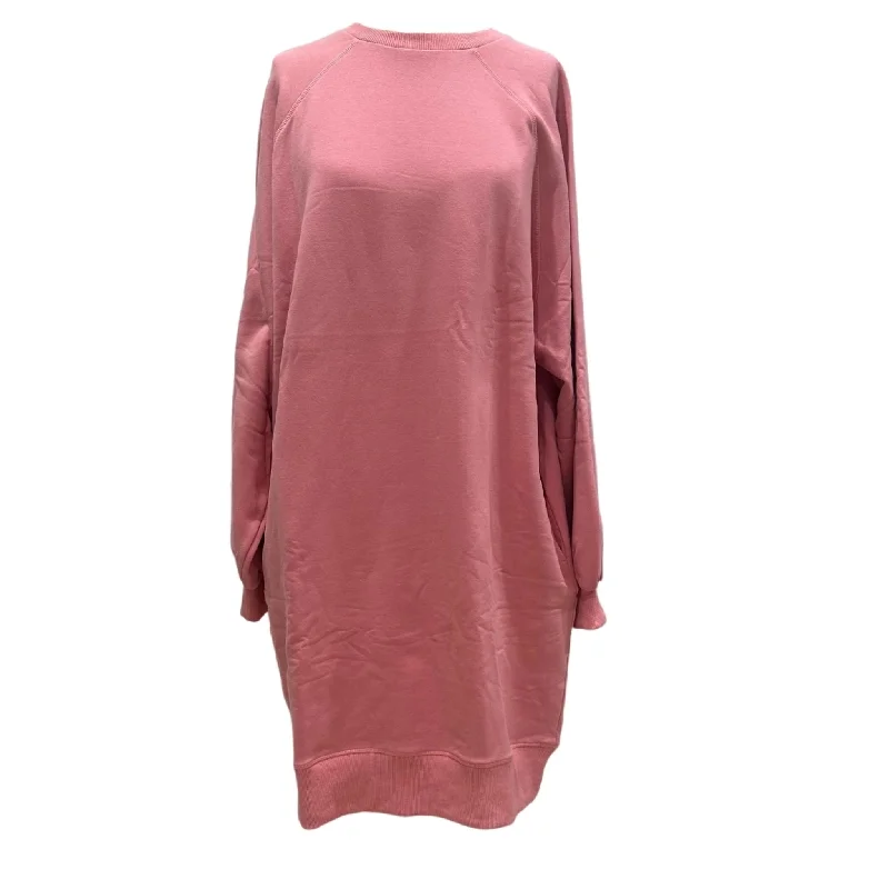 Oversized Sweatshirt Dress (Petite) Pink Rose Hoodie with Drawcord Adjustable Secure Oversized Sweatshirt Dress (Petite) Pink Rose Hoodie with Drawcord Adjustable Secure