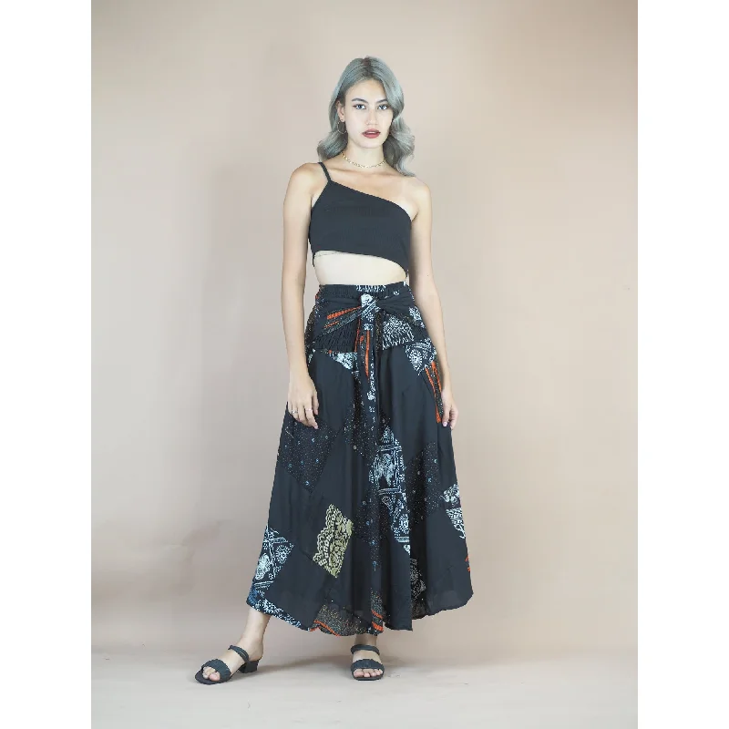 Patchwork Women's Bohemian Skirt in Black SK0033 028000 10 elastic waist skirt