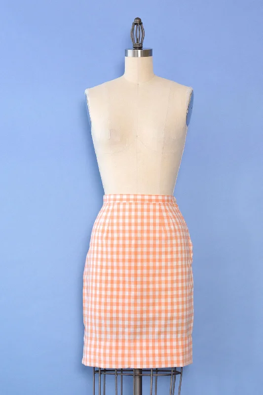 Peaches and Cream Gingham Pencil Skirt XS/S athletic skirt fit
