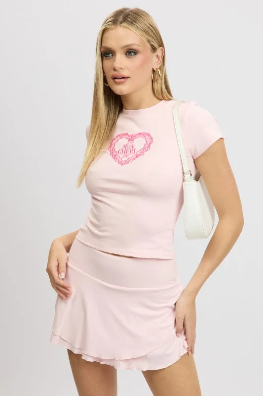 Pink Supersoft Skort Skirt High Rise Layered Lined linen skirt airy