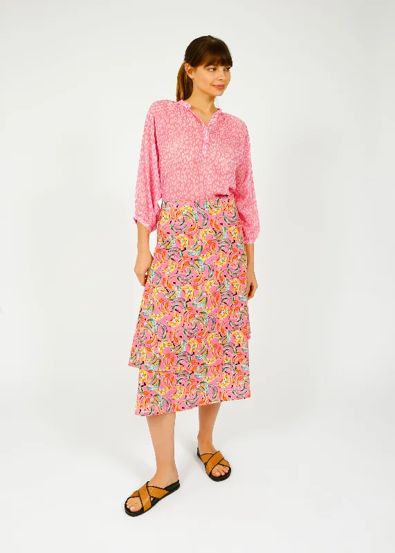 PPL Bella Skirt in Bananas 01 Multi, Pink pencil skirt chic