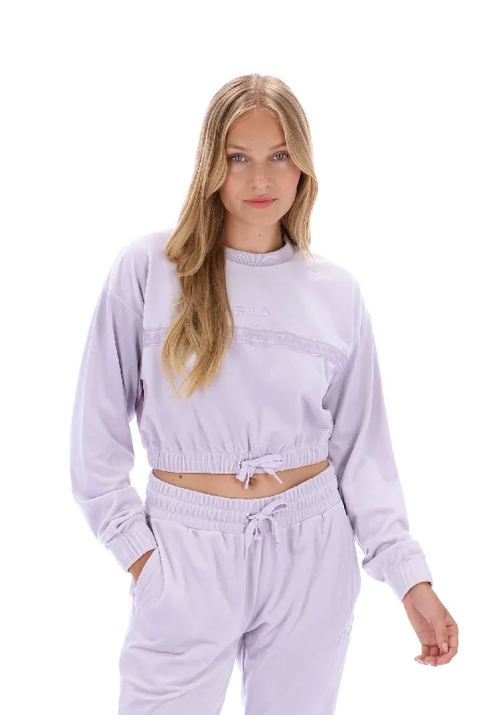 Quinn Cropped Sweatshirt Hoodie with Hem Embroidery Detailed Premium