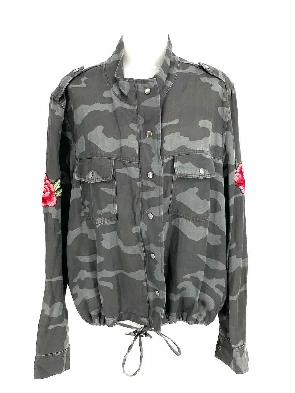 Rails CollinsWomen's Gray Button Down Camoflage Embroidered Floral Size L Jacket