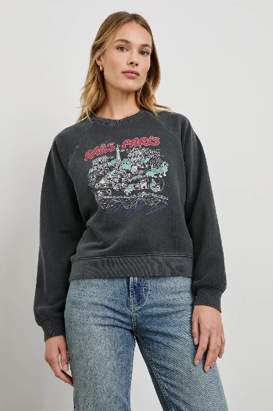 Rails Vintage Raglan Sweatshirt / Paris Map Hoodie with Cropped Fit Short Trendy