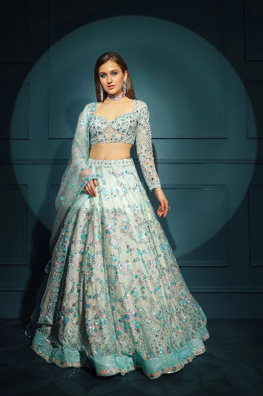 Blue Embroidered Skirt and top denim skirt classic