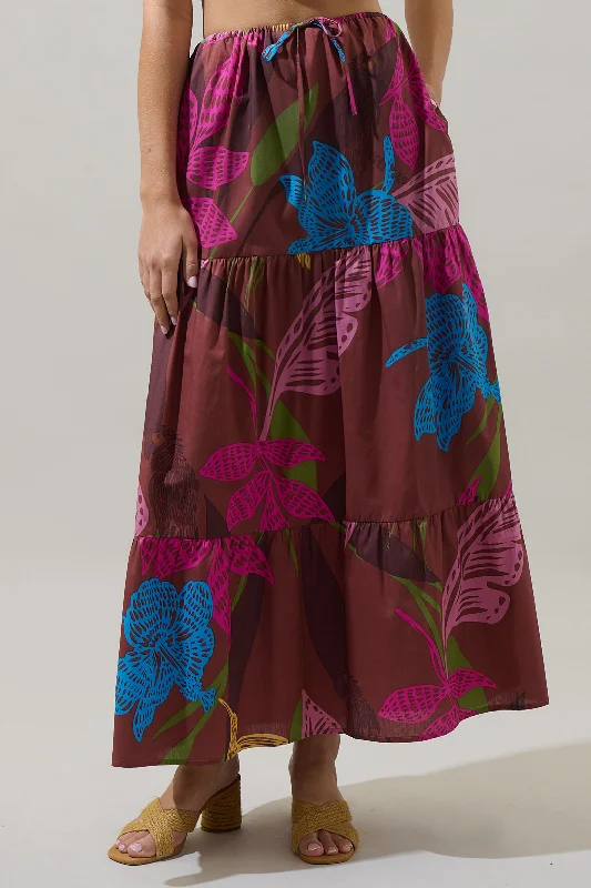 Shade of Prise Floral Wilma Maxi Skirt denim skirt trendy