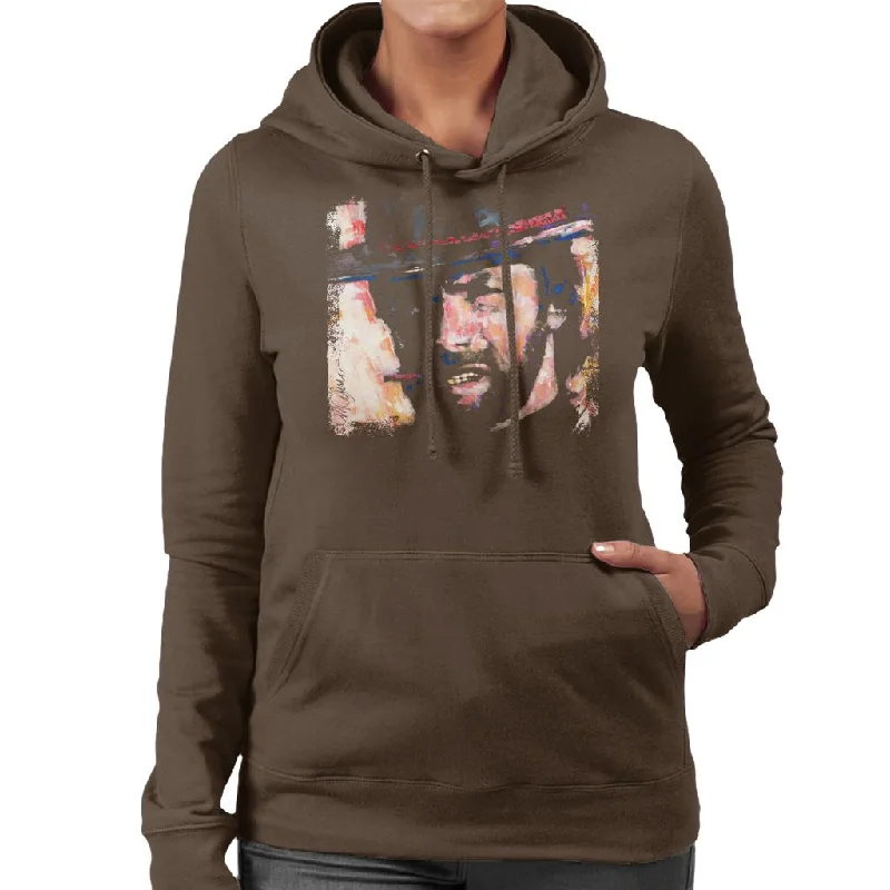 Sidney Maurer Original Portrait Of Actor Clint Eastwood Women's Hooded Sweatshirt Hoodie with Patch Decorative Personalized Sidney Maurer Original Portrait Of Actor Clint Eastwood Women's Hooded Sweatshirt Hoodie with Patch Decorative Personalized