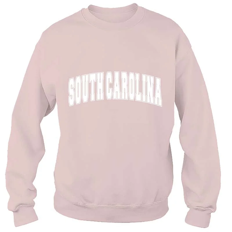 South Carolina Bar Arch Crewneck Sweatshirt Hoodie with Button Placket Classic Preppy