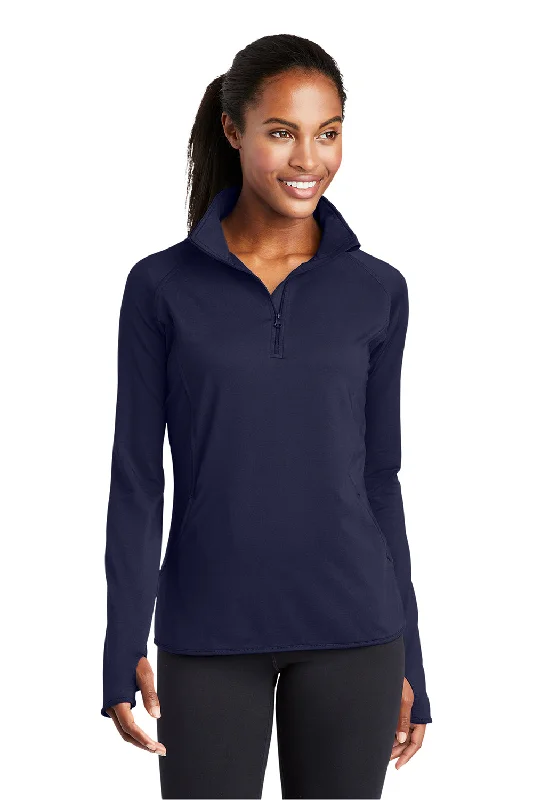 Sport-Tek Womens Sport-Wick Moisture Wicking 1/4 Zip Sweatshirt w/ Pouch Pocket - True Navy Blue Hoodie with High-Low Hem Asymmetrical Trendy Sport-Tek Womens Sport-Wick Moisture Wicking 1/4 Zip Sweatshirt w/ Pouch Pocket - True Navy Blue Hoodie with High-Low Hem Asymmetrical Trendy