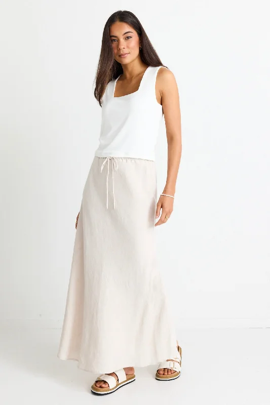 Summit Natural Tie Waist Bias Maxi Skirt pleated skirt texture