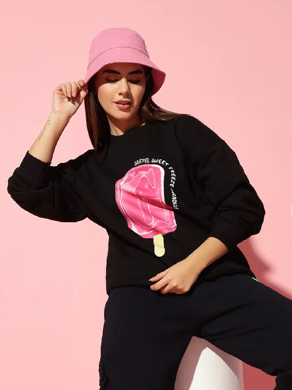 Sweet freeze  Round Neck Oversized Sweatshirt Hoodie with Slim Fit Tailored Modern