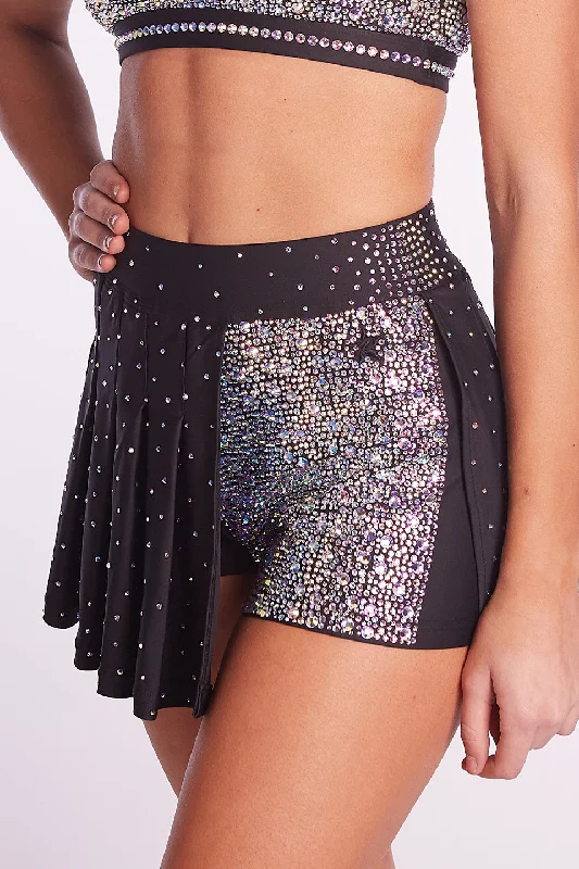 Crystal Couture Tactical Skirt in Black Laser silk skirt luxurious