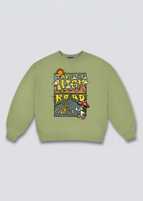 Take the High Road Graphic Sweatshirt Hoodie with Embroidery Detailed Premium
