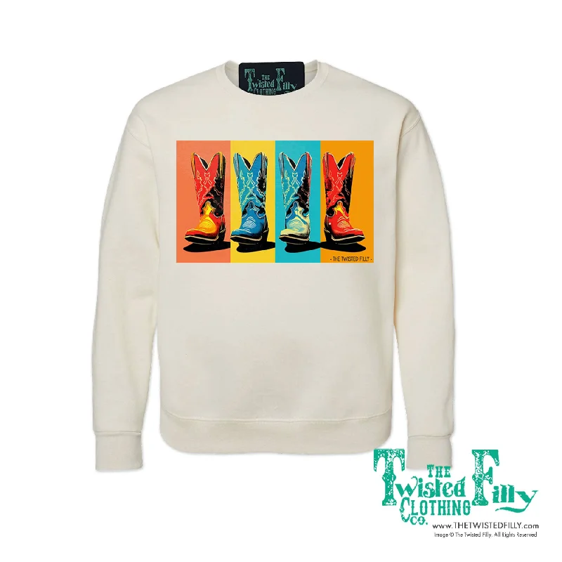 The Boots - Adult Sweatshirt - Assorted Colors Hoodie with Strings Custom Fit Adjustable The Boots - Adult Sweatshirt - Assorted Colors Hoodie with Strings Custom Fit Adjustable