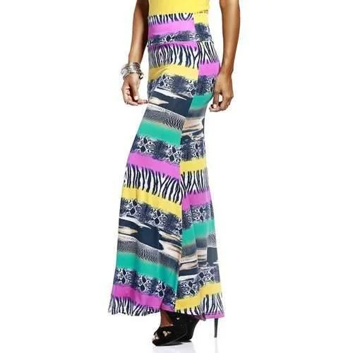 Mixed Print Long Skirt - Xl summer skirt style