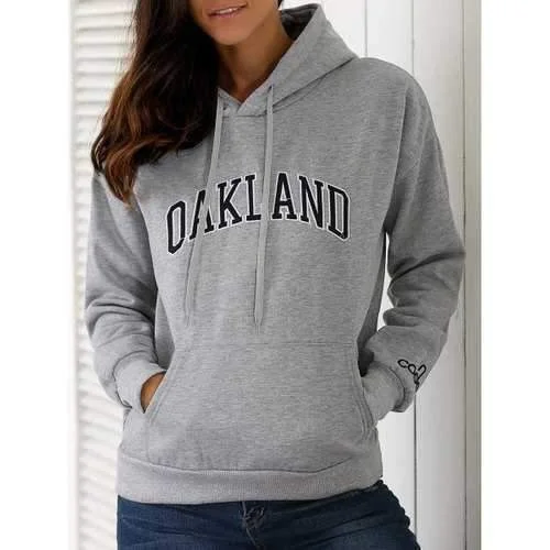 Long Sleeve Letter Front Pocket Fleece Hoodie - Gray One Size Hoodie with Hem Applique Textured Unique Long Sleeve Letter Front Pocket Fleece Hoodie - Gray One Size Hoodie with Hem Applique Textured Unique