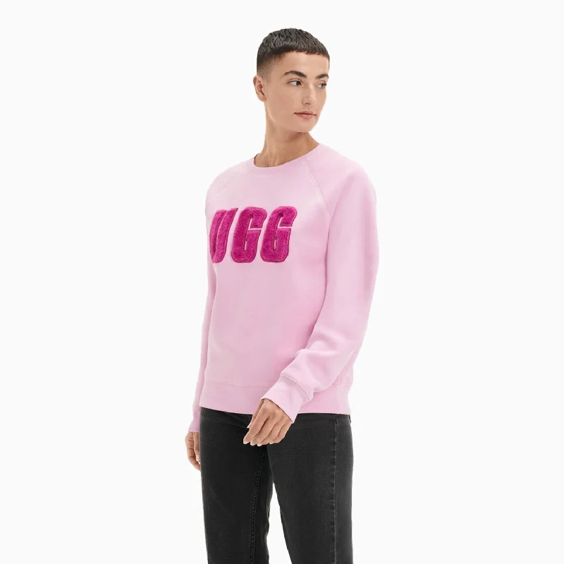 Women's Madeline Fuzzy Logo Crew Neck Sweatshirt Hoodie with High Neck Warm Protective Women's Madeline Fuzzy Logo Crew Neck Sweatshirt Hoodie with High Neck Warm Protective
