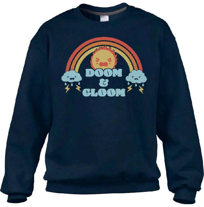 Unisex Doom and Gloom Sweatshirt Hoodie with Typography Text Message