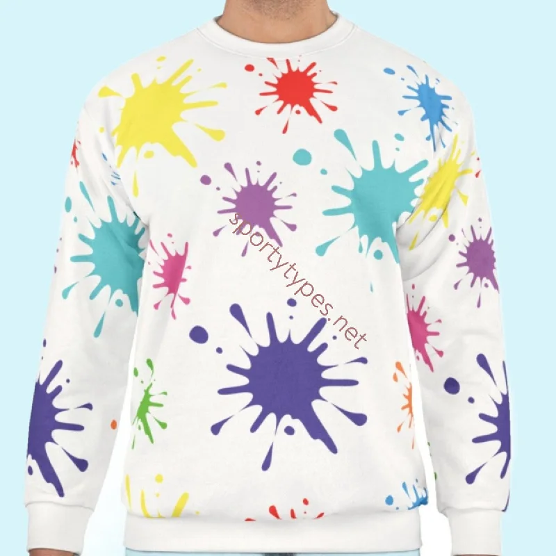 Unisex Paint Splash Sweatshirt Hoodie with Set-In Sleeves Structured Classic