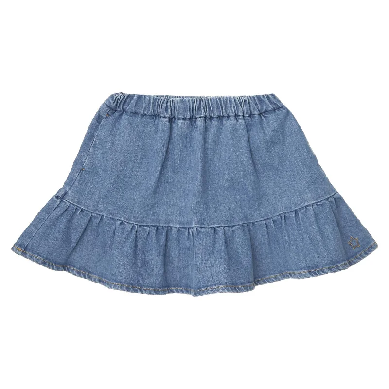 TOCOTO VINTAGE MINI DENIM SKIRT floral skirt print