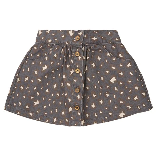 TOCOTO VINTAGE DARK GREY ANIMAL PRINT MINI DENIM SKIRT linen skirt light