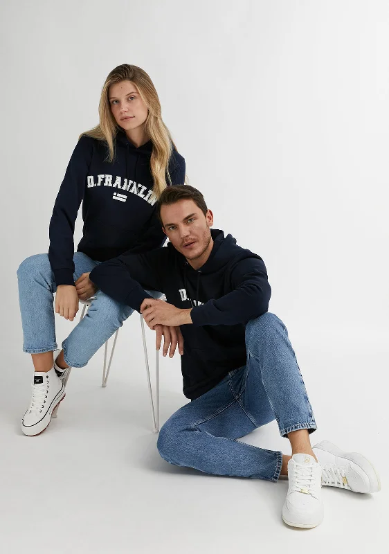 Varsity Hoodie Navy / White Hoodie with Tie-Dye Psychedelic Retro