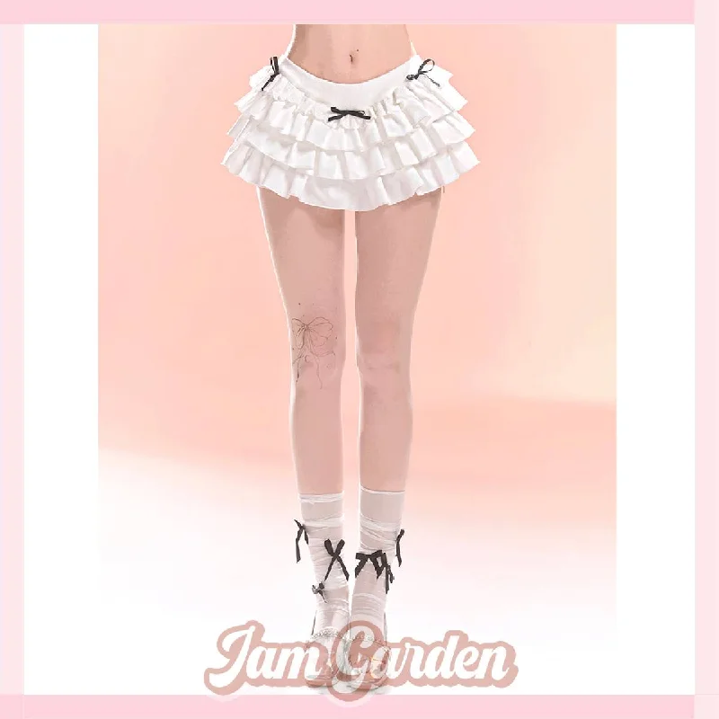 White bow skirt for women summer cake skirt wrap skirt elegant