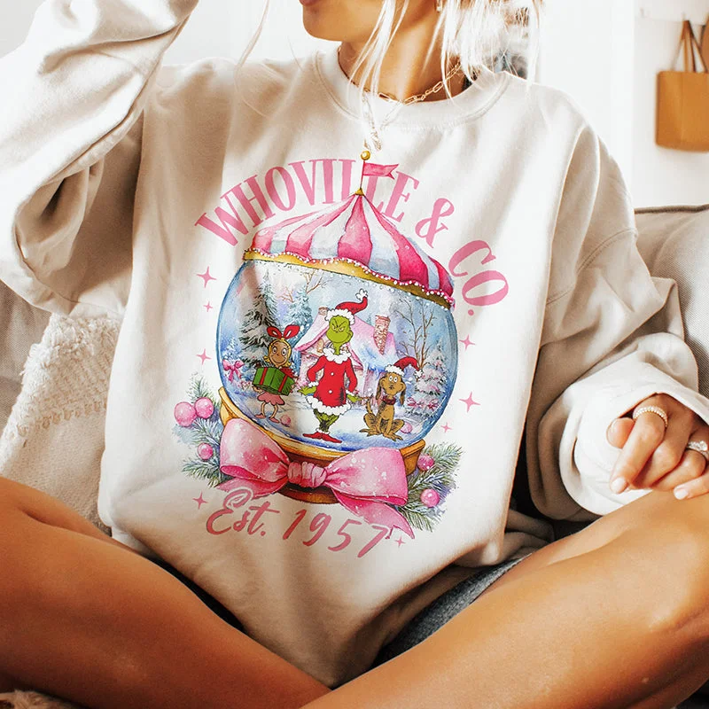 Whoville & Co Holiday Crewneck Sweatshirt Hoodie with Metallic Shiny Futuristic