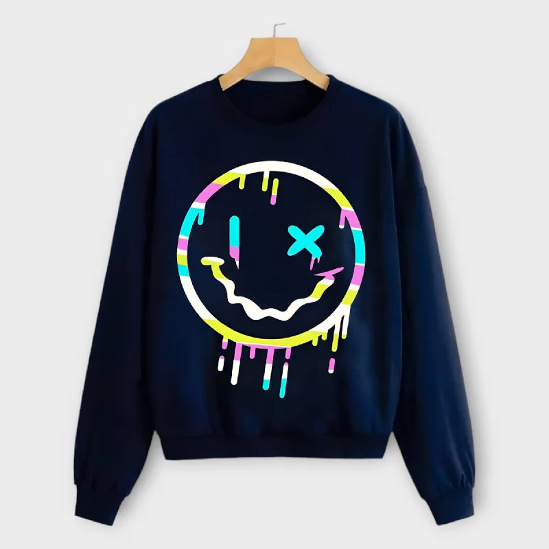 Winter Printed Navi Blue Sweatshirt For Women's Hoodie with Back Slit Movement Comfort Winter Printed Navi Blue Sweatshirt For Women's Hoodie with Back Slit Movement Comfort