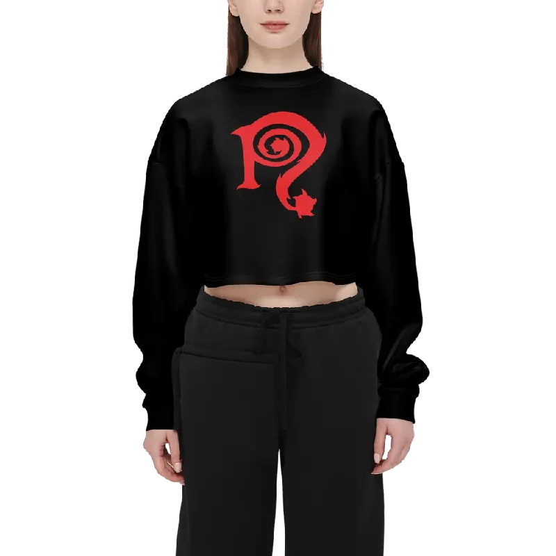 Necro - Red N - Women’s Cropped Crewneck Sweatshirt Hoodie with Mesh Breathable Sporty Necro - Red N - Women’s Cropped Crewneck Sweatshirt Hoodie with Mesh Breathable Sporty