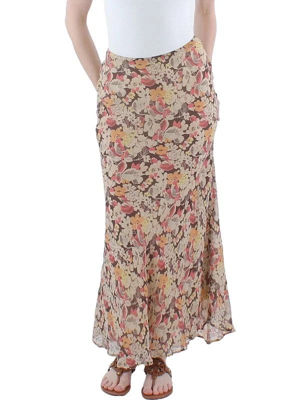 Womens Floral Print Maxi Skirt denim skirt durable