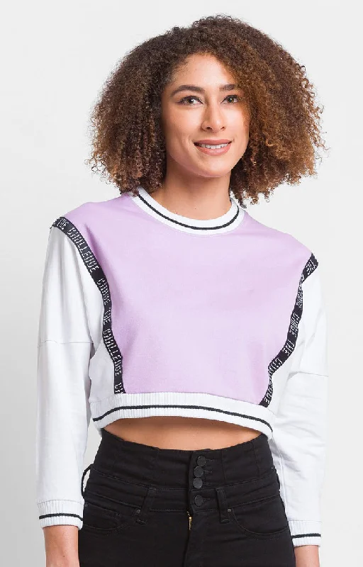 Spykar Lilac Cotton Blend Full Sleeve Round Neck Sweatshirts For Women Hoodie with Double Zipper Versatile Adjustable Spykar Lilac Cotton Blend Full Sleeve Round Neck Sweatshirts For Women Hoodie with Double Zipper Versatile Adjustable