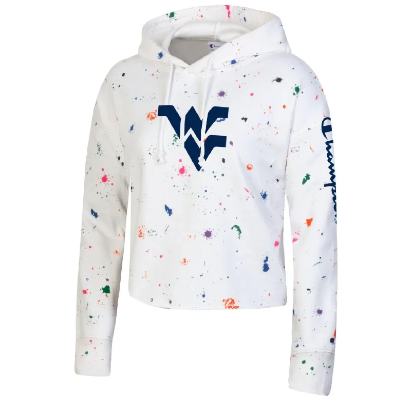 WV Womens Cropped Champion Splatter Hoodie Hoodie Crop Top Short Trendy