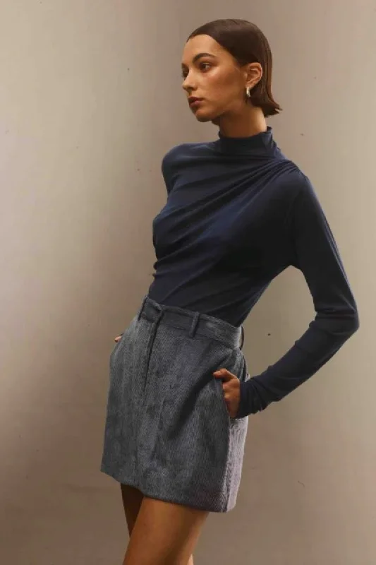 XANADU SKIRT-ICE BLUE linen skirt natural