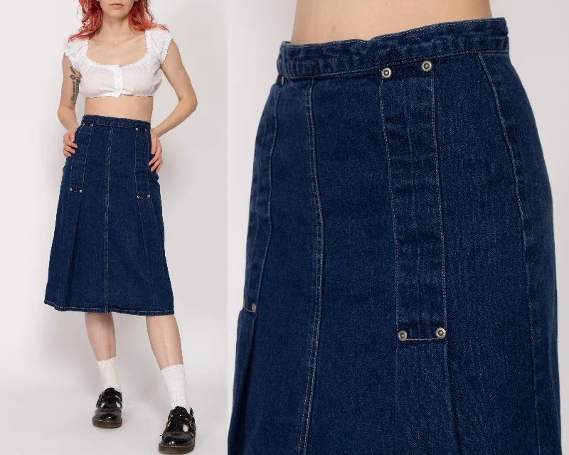 XS 90s Cavaricci Dark Wash Denim Midi Skirt relaxed fit skirt