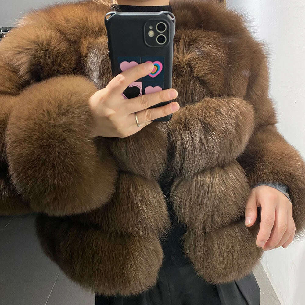 YOLOAgain Real Fox Fur Jacket Women 2024 Winter Outerwear Fox Fur Coat