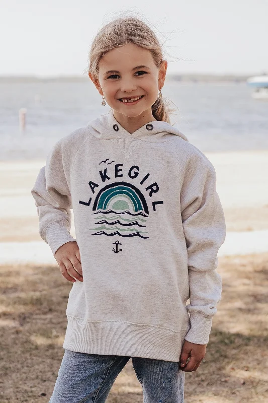 Youth Sanded Fleece Hoodie in Oatmeal Hoodie with Stripes Bold Sporty