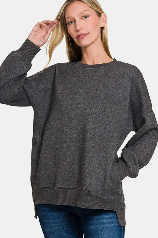 Zenana High-Low Acid Wash Fleece Sweatshirt Hoodie with Hem Raw Edge Edgy Unfinished Zenana High-Low Acid Wash Fleece Sweatshirt Hoodie with Hem Raw Edge Edgy Unfinished