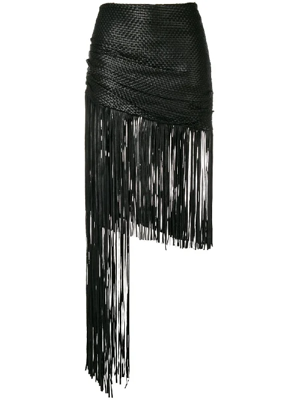 asymmetric fringed skirt