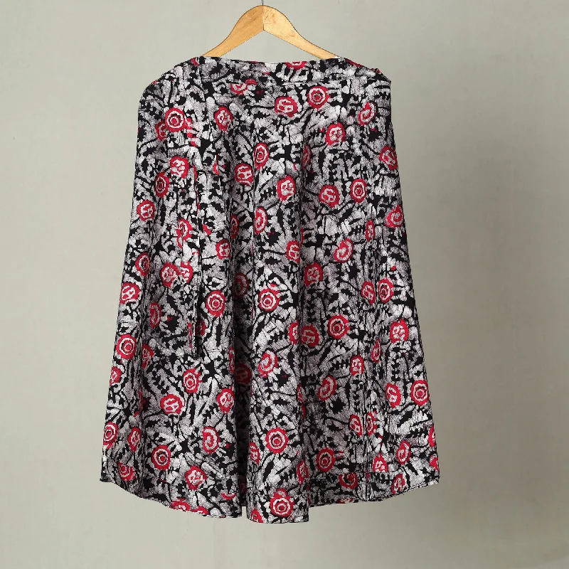 Black - Hand Batik Print Cotton Wrap Around Skirt 09