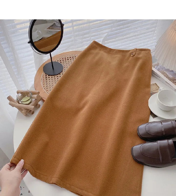 Korean fashion retro split A-shaped high waist skirt  5799