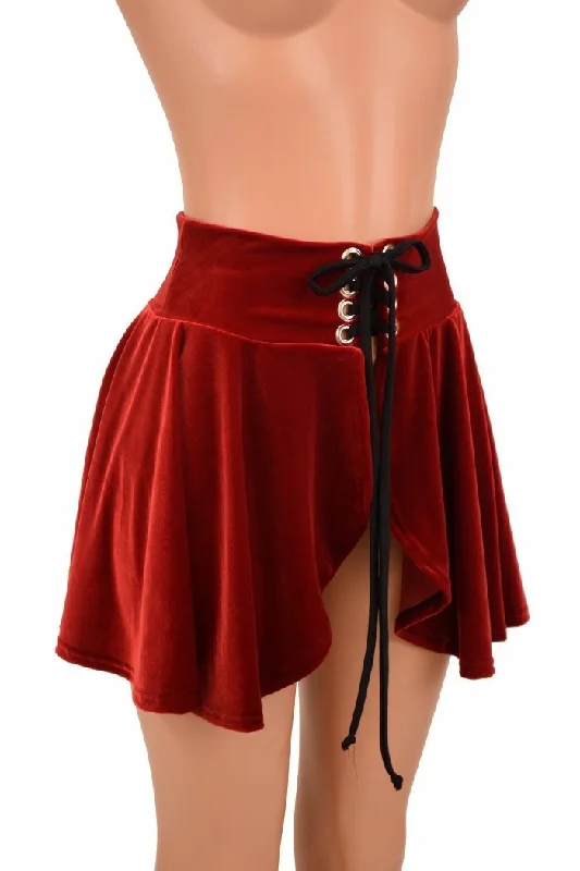 Open Front Lace Up Circle Cut Skirt