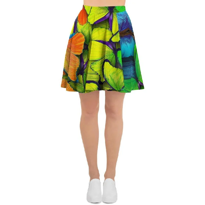 Rainbow Butterfly Print Women's Skirt